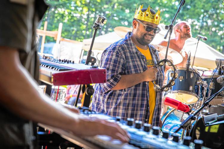 Luke Appleton-Webster, of the Berklee Bob Marley Ensemble, performs with the ensemble at a past Charlemont Reggae Festival at the Charlemont Fairgrounds. The festival returns this year after taking last year off. It will take place Aug. 16-17.