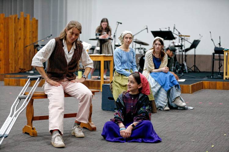 Cast members of Starlight’s Youth Theatre rehearse Saturday morning for their upcoming performance of “Fiddler on the Roof.”  