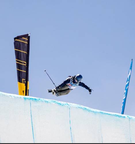 Landon Allenby competing at the United States of America Snowboard and Freeski Association at Copper Mountain in Colorado earlier this month. 
