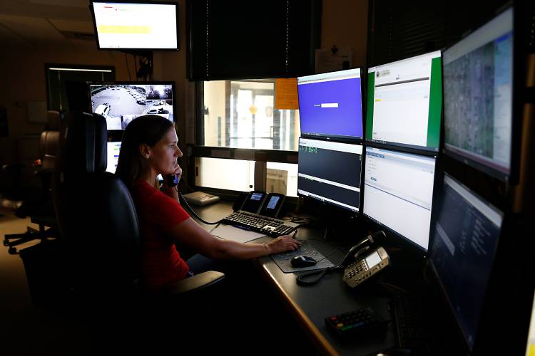 The Greenfield Police Department dispatch operated by Megan Cullen in 2019. The 911 system across Massachusetts went down Tuesday afternoon. The Greenfield Police Department dispatch operated by Megan Cullen in 2019. The 911 system across Massachusetts went down Tuesday afternoon.