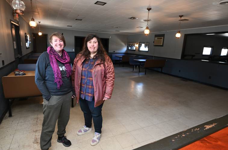 Board member Sarah Adam and Executive Director Valerie Hudson of the Franklin County Community Meals Program in the former Mike’s Place at 81 East River St. in Orange, which will become the Orange Food Pantry’s new home in mid-May.