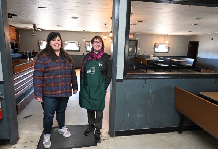 Board member Sarah Adam and Executive Director Valerie Hudson of the Franklin County Community Meals Program in the former Mike’s Place at 81 East River St. in Orange, which will become the Orange Food Pantry’s new home in mid-May.