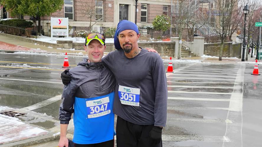 Second-place finisher Mike Babineau (left) and 2025 Big Cheese 5K winner Jamie Kennedy.