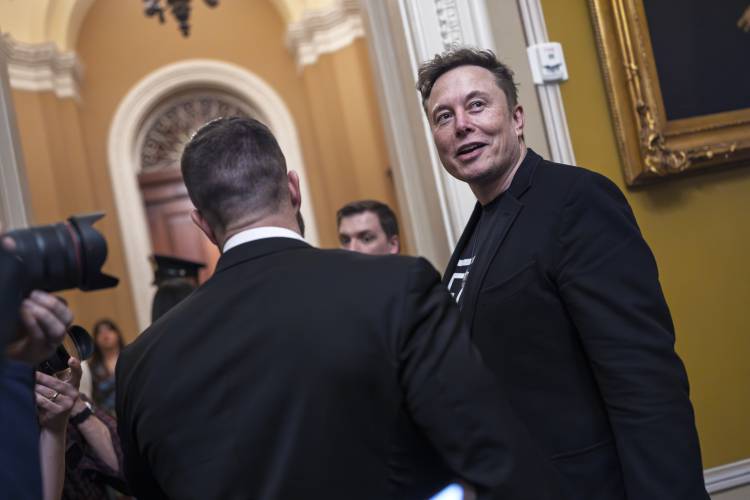 Elon Musk departs the Capitol following a meeting with Senate Republicans, in Washington, Wednesday, March 5, 2025. Elon Musk departs the Capitol following a meeting with Senate Republicans, in Washington, Wednesday, March 5, 2025.