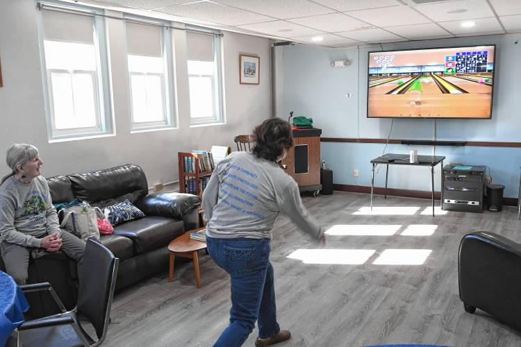 Betty Whitcomb, left, and Robin Jenkins play Wii Bowling at the Northfield Senior Center. They play on Thursdays from 11:30 a.m. to 12:30 p.m.