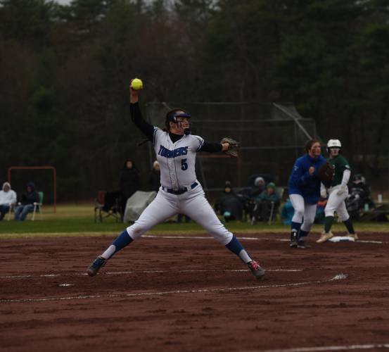 Turners Falls' Madi Liimatainen pitches against Greenfield on Friday at Gary Mullins Field. 