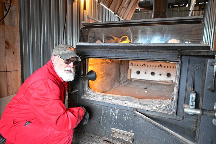 Howard Boyden of Boyden Brothers Maple in Conway replaced some gaskets on his evaporator on Friday before gathering sap for a boil.