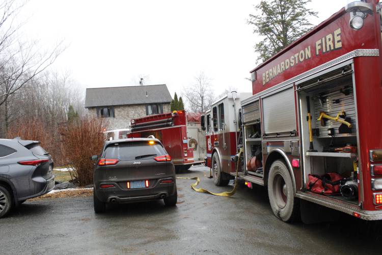 Bernardston and Leyden firefighters respond to an attic fire on East Hill Road Monday. Bernardston and Leyden firefighters respond to an attic fire on East Hill Road Monday.